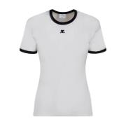 Wit Logo Patch T-Shirt Courrèges , White , Dames