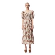 Bloemen Vierkante Hals Maxi Jurk Bizuu , Multicolor , Dames