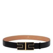 Zwart Logo Gesp Riem Elisabetta Franchi , Black , Dames