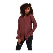 Feminine Transparante Blouse Rum Raisin Cream , Brown , Dames