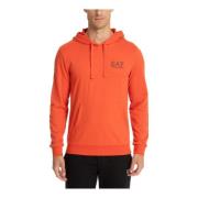 Trekkoord Patroon Logo Zak Hoodie Emporio Armani EA7 , Orange , Heren