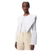 Elegante Geborduurde Katoenen Shirt Bizuu , White , Dames