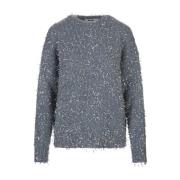 Blauwe Wollen Crew-Neck Sweater Msgm , Blue , Dames