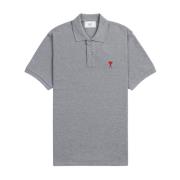 Grijze Heart Logo Polo Shirt Ami Paris , Gray , Heren