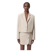 Korte Oversized Blazer Muna Bizuu , Beige , Dames