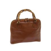 Pre-owned Leather handbags Gucci Vintage , Brown , Dames