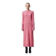 Elegante Maxi Jurk met Geribbelde Details Bizuu , Pink , Dames