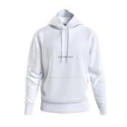 Institutional Hoodie Wit Zwart Logo Calvin Klein , White , Heren