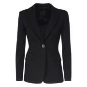 Zwarte Single-Breasted Blazer Jas met Metalen Knopen Pinko , Black , D...