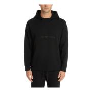 Trekkoord Effen Logo Hoodie Emporio Armani , Black , Heren