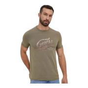 Stretch Katoenen T-shirt - Groen Guess , Green , Heren