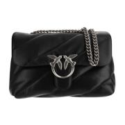 Gestikte Love Birds Leren Tas Pinko , Black , Dames