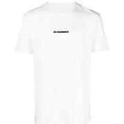 Wit Logo Print T-Shirt Jil Sander , White , Heren