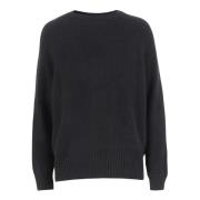 Kasjmier Zijde Crew Neck Sweater Zwart Allude , Black , Dames