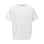 Casual Katoenen T-shirt Only & Sons , White , Heren