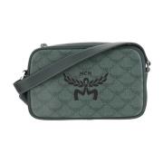 Canvas Schoudertas met Logo Print MCM , Green , Dames