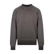 Grijze Crew-Neck Sweatshirt met Geborduurd Logo Msgm , Gray , Dames