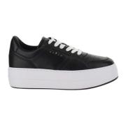 Leren Sneakers Ronde Neus Vetersluiting Hogan , Black , Dames