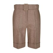 Linnen Bermuda Shorts met Riem Eleventy , Brown , Dames