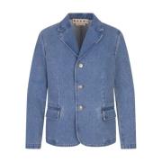 Blauwe Denim Single-Breasted Blazer Jas Marni , Blue , Dames