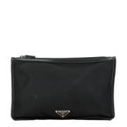 Pre-owned Nylon clutches Prada Vintage , Black , Dames