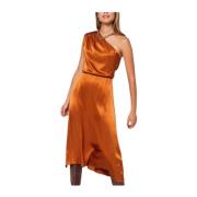 Satijnen Off-Shoulder Jurk - Bruine Tinten See u soon , Brown , Dames