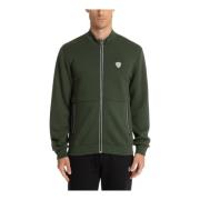 Effen Sweatshirt met Rits en Logo Emporio Armani EA7 , Green , Heren