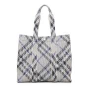 Vintage Check Polyester Tote Tas Burberry , Gray , Dames