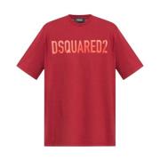 Logo Print Crew Neck T-shirts Dsquared2 , Red , Heren