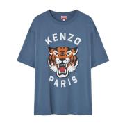 Blauw Bedrukt T-shirt Kenzo , Blue , Heren