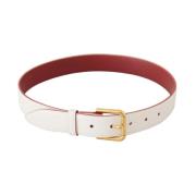 Wit Leren Riem met Logo Gesp Dolce & Gabbana , White , Dames