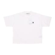 Gewaxte Tee Zachte Pasvorm Logo Geborduurd Carhartt Wip , White , Dame...