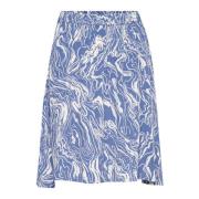 Blauw Indigo/Wit Marmer Rok Kaffe , Blue , Dames