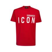 Rode Icon Bedrukt T-Shirt Dsquared2 , Red , Heren