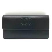 Pre-owned Leather wallets Chanel Vintage , Black , Dames