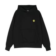 Zwarte Hoodie met Smile Detail Barrow , Black , Heren