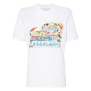 Witte Crewneck Bedrukte T-shirts en Polos Casablanca , White , Dames