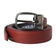 Bruin Leren Riem Metalen Gesp Dolce & Gabbana , Brown , Heren