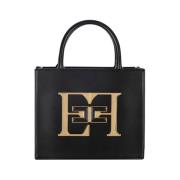 Zwarte Handtas met Gouden Details Elisabetta Franchi , Black , Dames