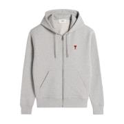 Grijze Hoodie Met Rits Ami Paris , Gray , Heren