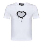 Hart Uitgesneden Wit T-shirt Dsquared2 , White , Dames