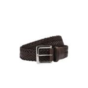 Casual Donkerbruine Gevlochten Leren Riem Scarosso , Brown , Heren