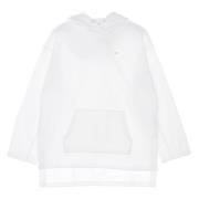 Witte Fleece Hoodie met Kangoeroezak Adidas , White , Dames