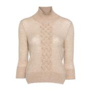 Beige Cashmere Gebreide Trui Ermanno Scervino , Beige , Dames