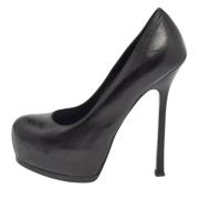 Pre-owned Leather heels Yves Saint Laurent Vintage , Black , Dames