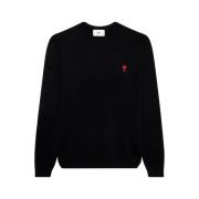 Rode Crewneck Sweater met Ami de Coeur Borduursel Ami Paris , Black , ...