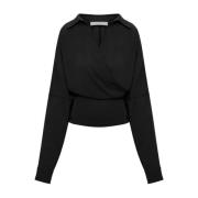 Zwart Panel V-Hals Shirt Philosophy di Lorenzo Serafini , Black , Dame...