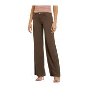 Wijde Lyocell Flare Broek - Bruin Guess , Brown , Dames