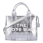 Metallic Silver Kleine Tote Handtas Marc Jacobs , Gray , Dames