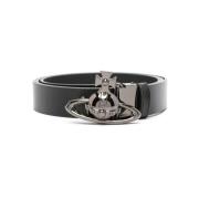 Zwart Leren Orb Gesp Riem Vivienne Westwood , Black , Dames